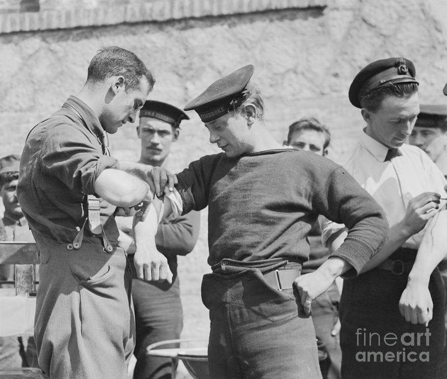 Troops Receiving Vaccinations by Bettmann