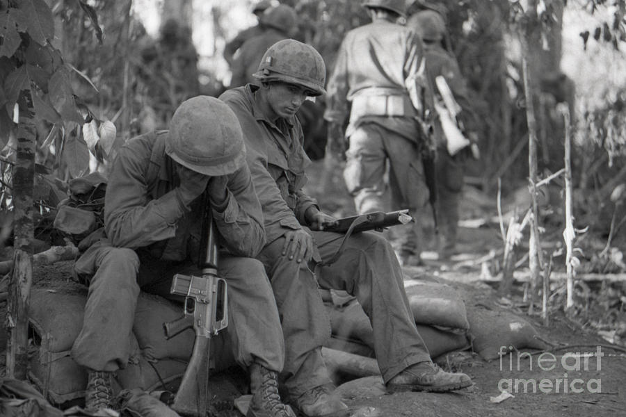 Troops Rest After Taking Hill 875 Photograph by Bettmann