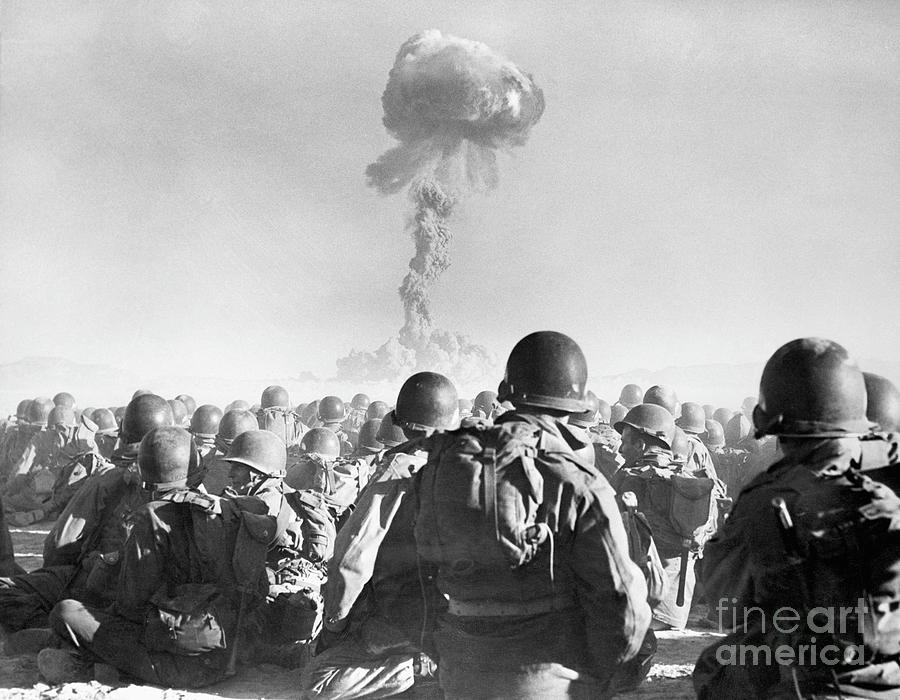 Troops Watching Atomic Bomb Explosion Photograph by Bettmann