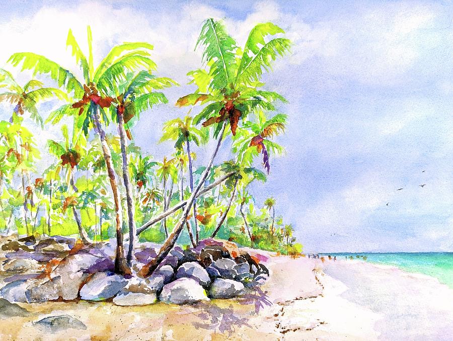 Tropical Beach Painting - Tropical Bavaro Beach Punta Cana Dominican Republic by Carlin Blahnik CarlinArtWatercolor Tropical Beach Painting - Tropical Bavaro Beach Punta Cana Dominican Republic by Carlin Blahnik CarlinArtWatercolor
