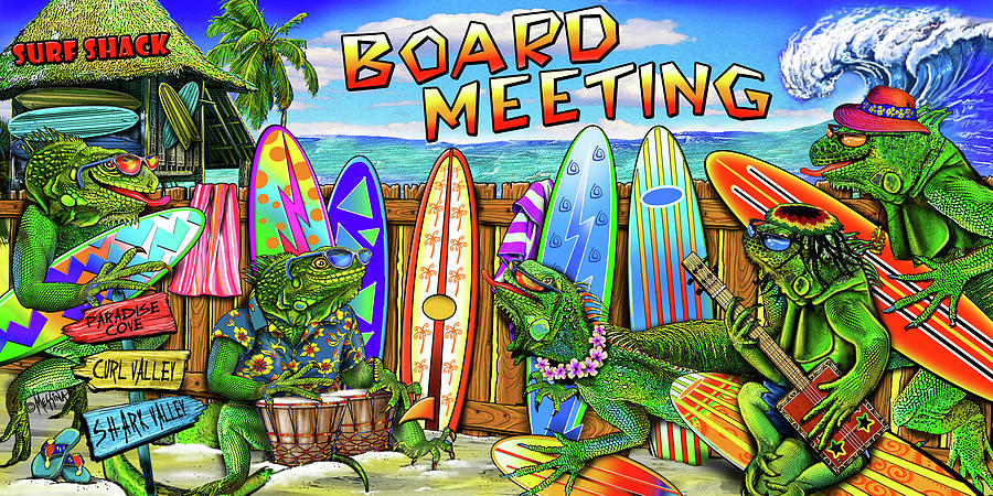 Reptile Digital Art - Tropical Board Meeting by Messina Graphix
