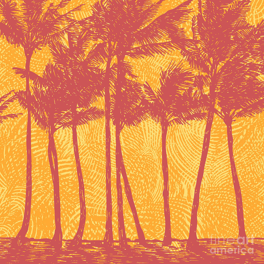 Palm Digital Art - Tropical Coast With Palms. Vector by Jumpingsack Palm Digital Art - Tropical Coast With Palms. Vector by Jumpingsack