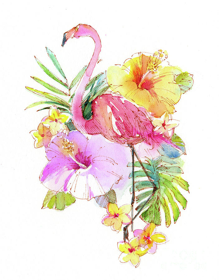Tropical Collage, 2017 Watercolor Painting by John Keeling