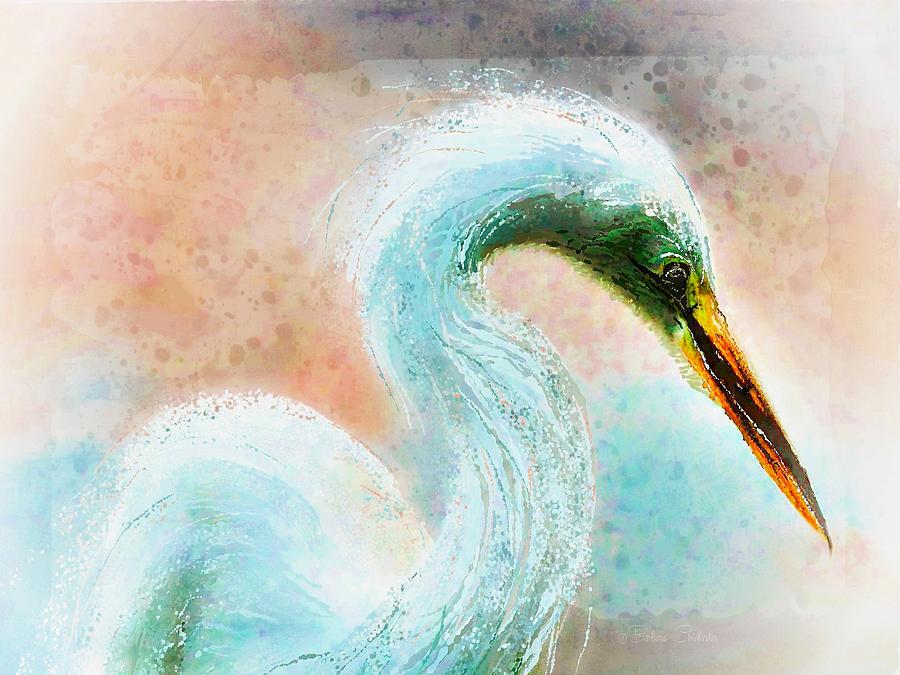 Tropical Egret Digital Art by Barbara Chichester