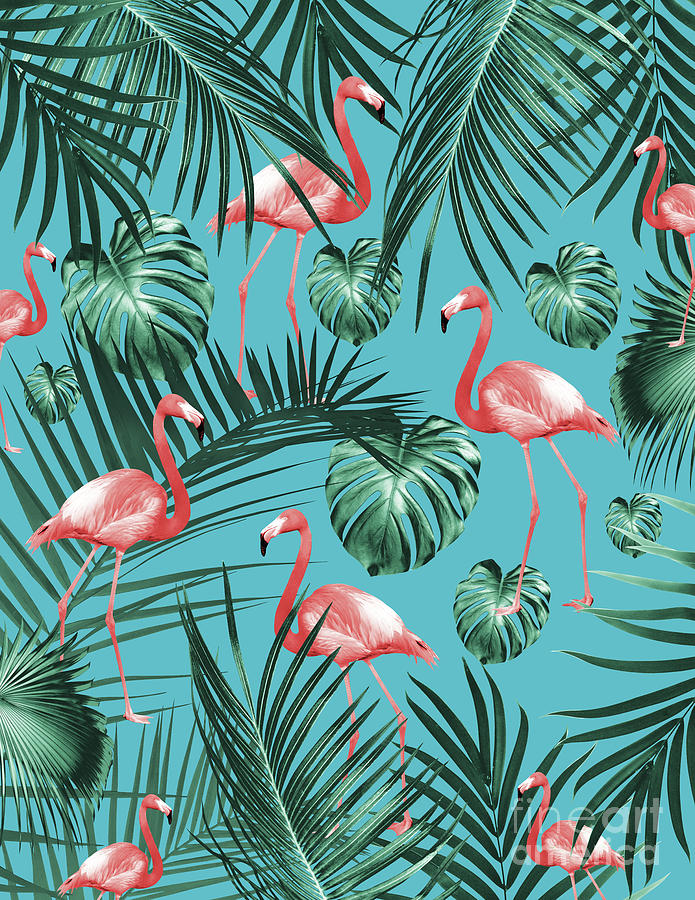 Summer Mixed Media - Tropical Flamingo Pattern #8 #tropical #decor #art by Anitas and Bellas Art