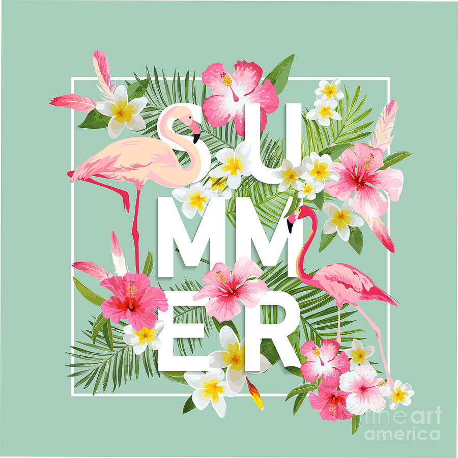 Birthday Digital Art - Tropical Flowers Background Summer by Woodhouse Birthday Digital Art - Tropical Flowers Background Summer by Woodhouse