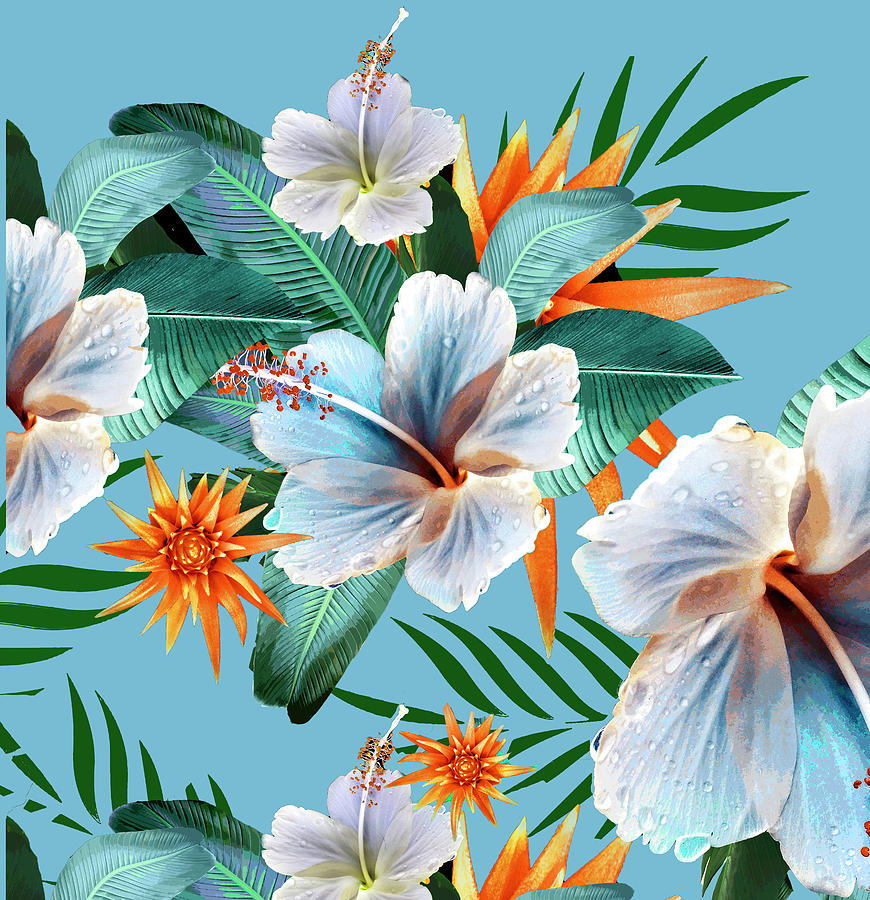 Tropical flowers Hawaii Mixed Media by Chrissy Ink