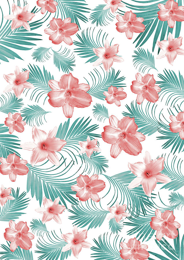 Tropical Flowers Palm Leaves Finesse #2 #tropical #decor #art Mixed ...