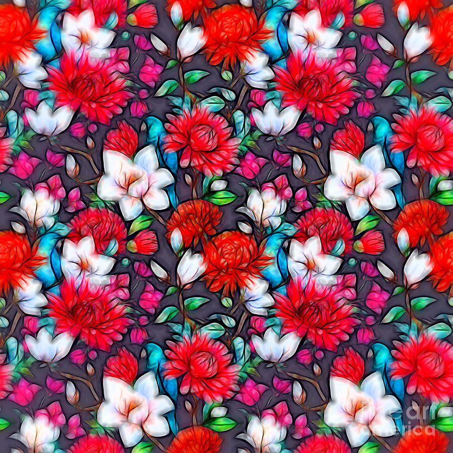 Tropical Flowers Wonderland Digital Art by Diane K Smith
