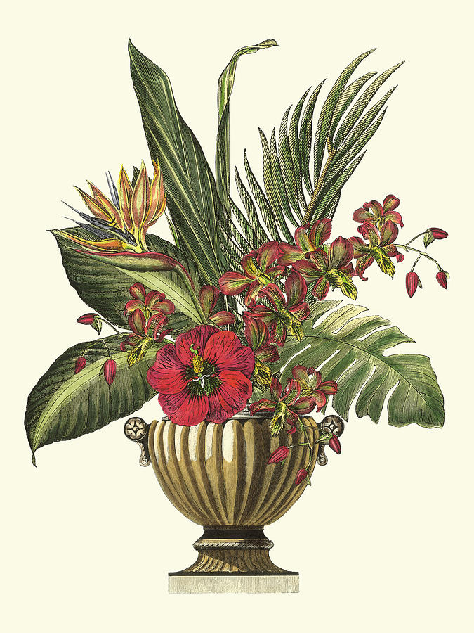 Flower Painting - Tropical Foliage In Urn I by Vision Studio