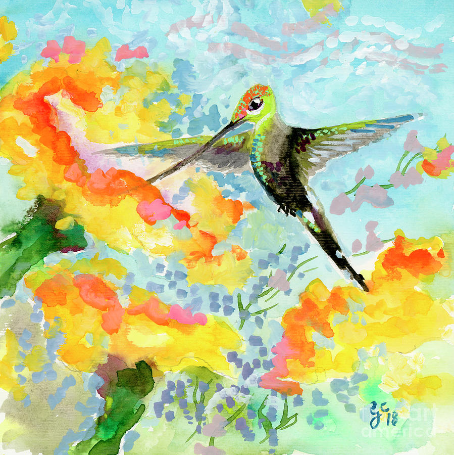 Tropical Hummingbird Painting by Ginette Callaway