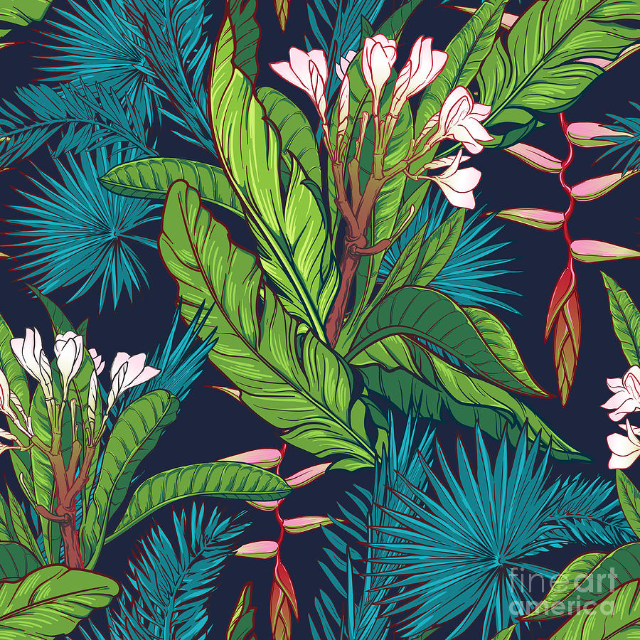 Tropical Jungle Seamless Pattern Digital Art By Antonpix Pixels Merch 