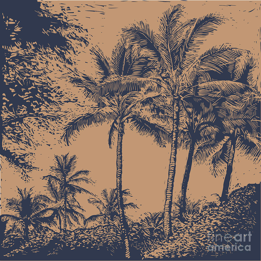 Palm Digital Art - Tropical Landscape With Palms Trees by Jumpingsack Palm Digital Art - Tropical Landscape With Palms Trees by Jumpingsack
