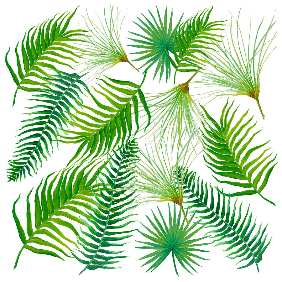 Tropical Leaves and Ferns Painting by Jan Matson