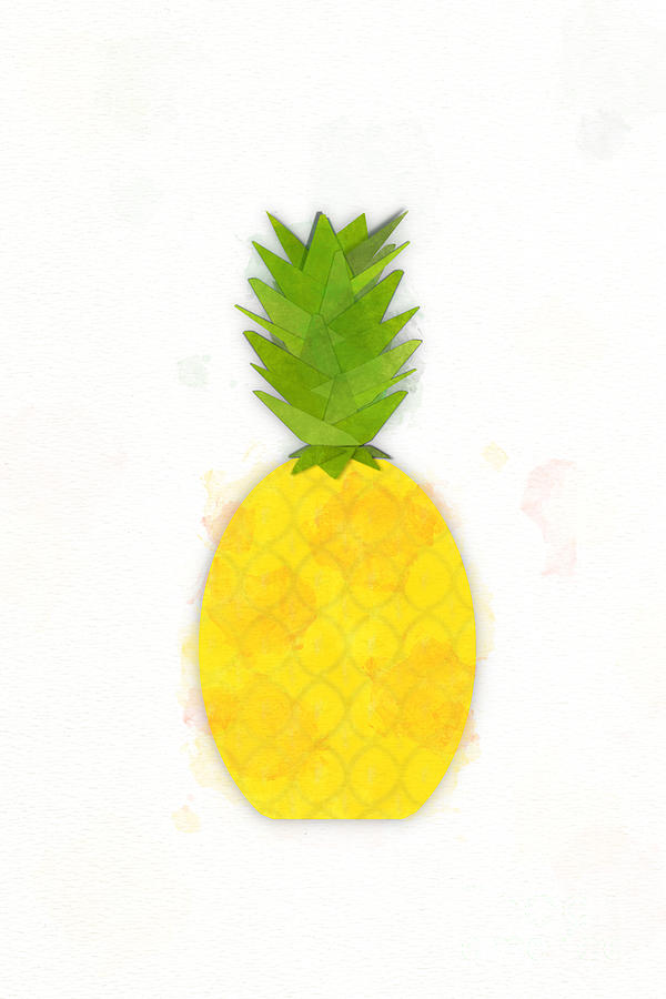 Tropical Pineapple Digital Watercolor Photograph by Colleen Cornelius