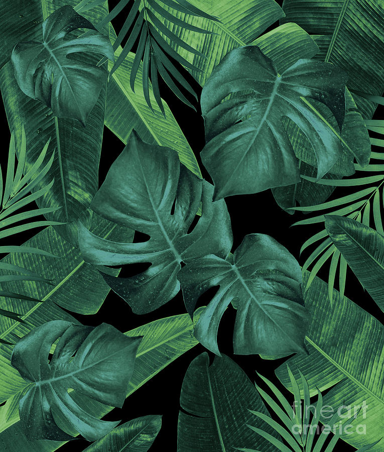 Nature Mixed Media - Tropical Summer Night Jungle Leaves Dream #1 #tropical #decor #art  by Anitas and Bellas Art
