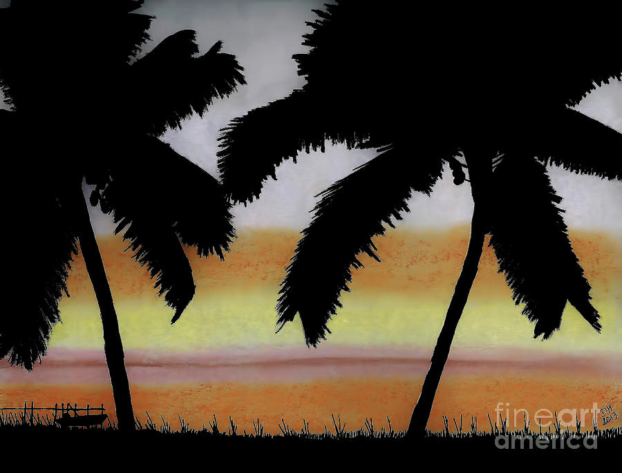 Tropical - Sunset Drawing by D Hackett