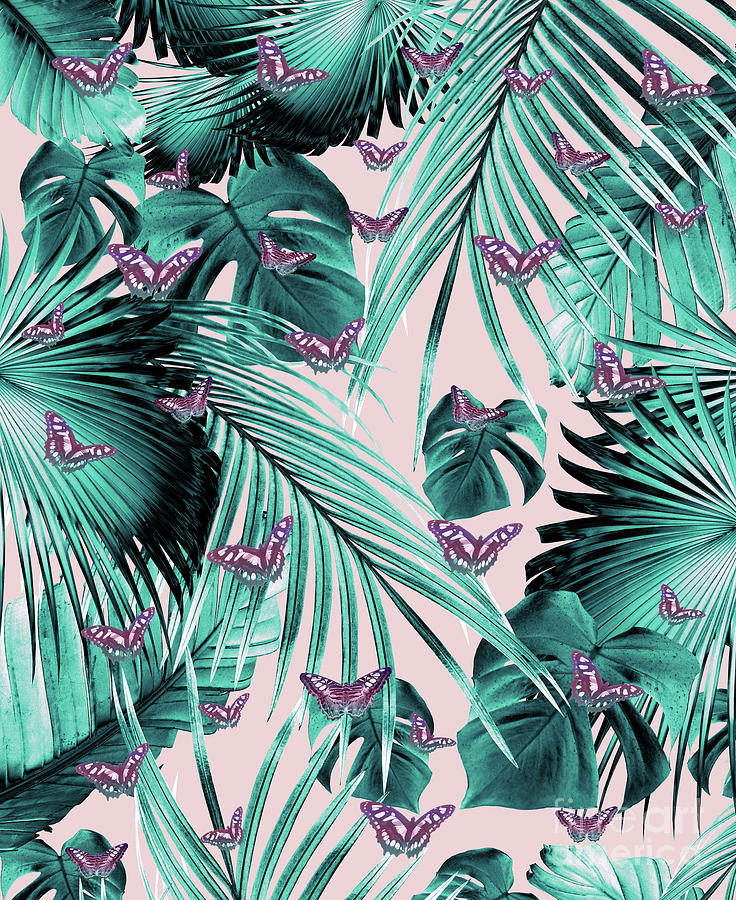 Tropical Unicorn Butterfly Jungle Leaves Pattern #1 #tropical #decor # ...