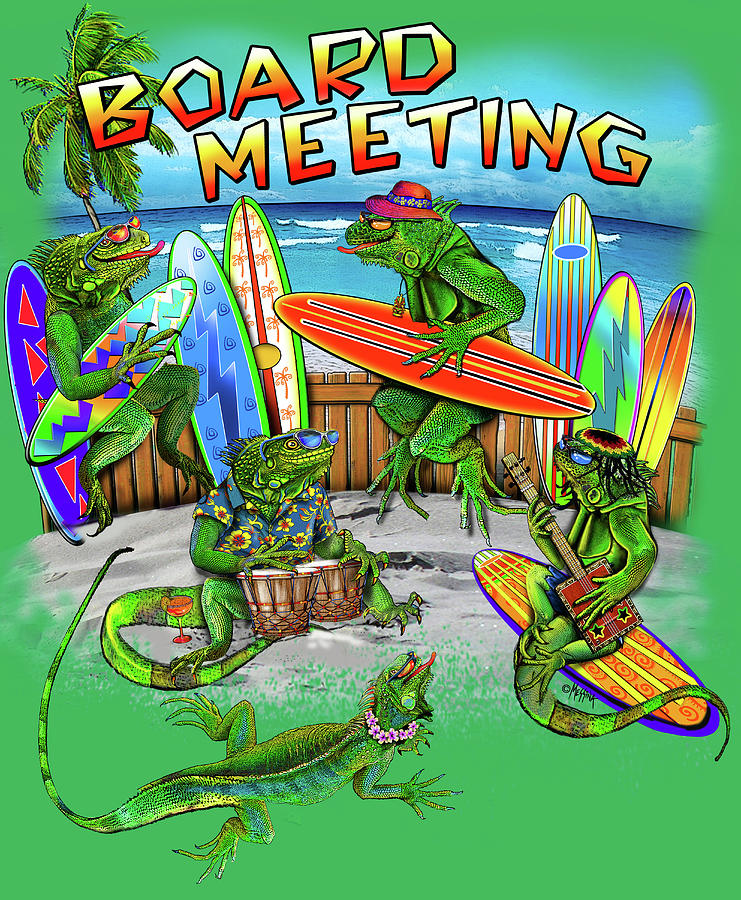 Reptile Digital Art - Tropical Vibes Board Meeting by Messina Graphix