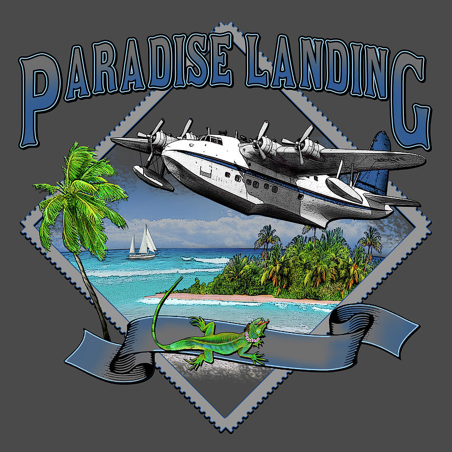Typography Digital Art - Tropical Vibes Paradise Landing by Messina Graphix