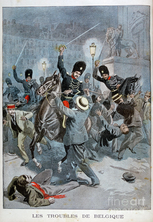 Trouble In Belgium, 1899. Artist Drawing by Print Collector Trouble In Belgium, 1899. Artist Drawing by Print Collector