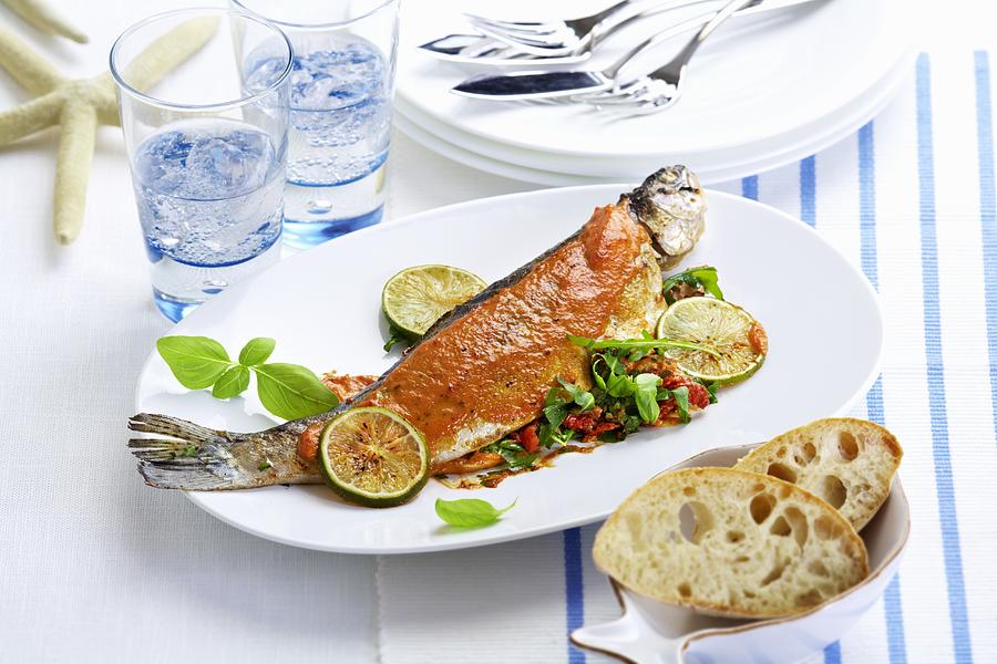 Trout Stuffed With Red Pesto And Rocket Photograph by Raben, Sven C.