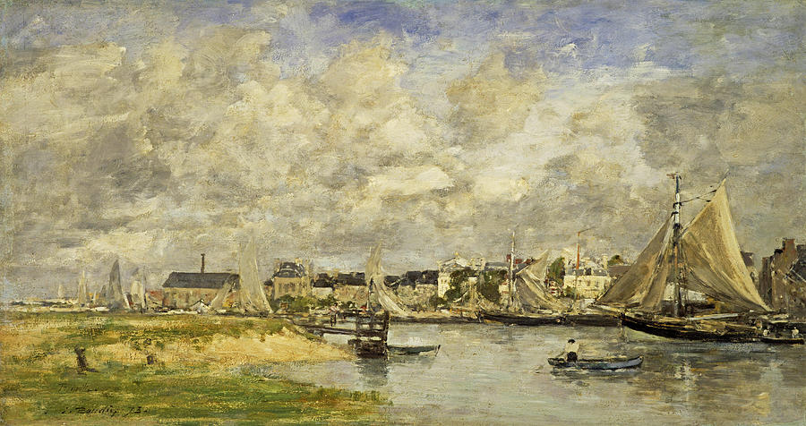 Eugene Louis Boudin Painting - Trouville Harbour, 1873 by Eugene Louis Boudin