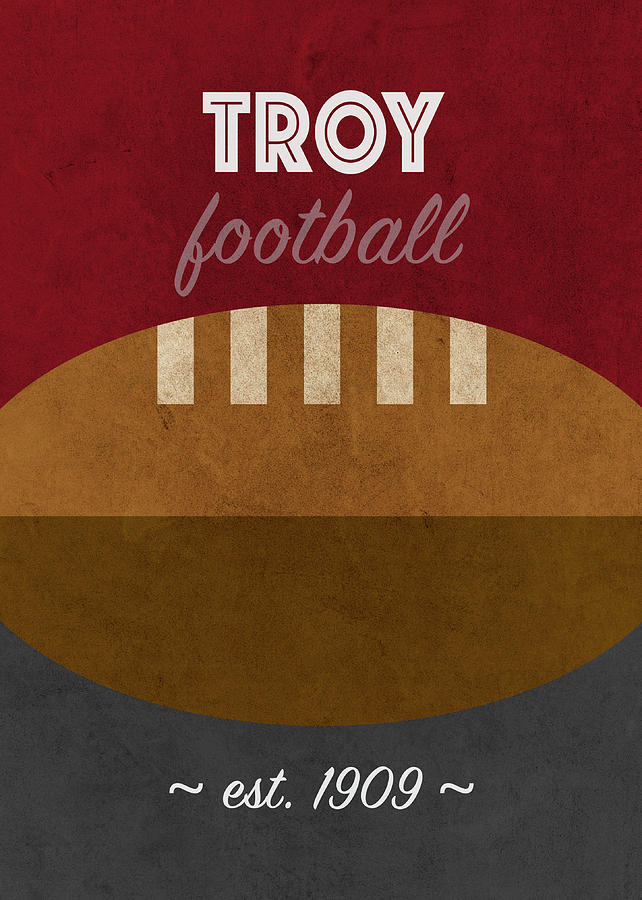 Troy College Football Minimalist Retro Sports Poster Series Mixed Media