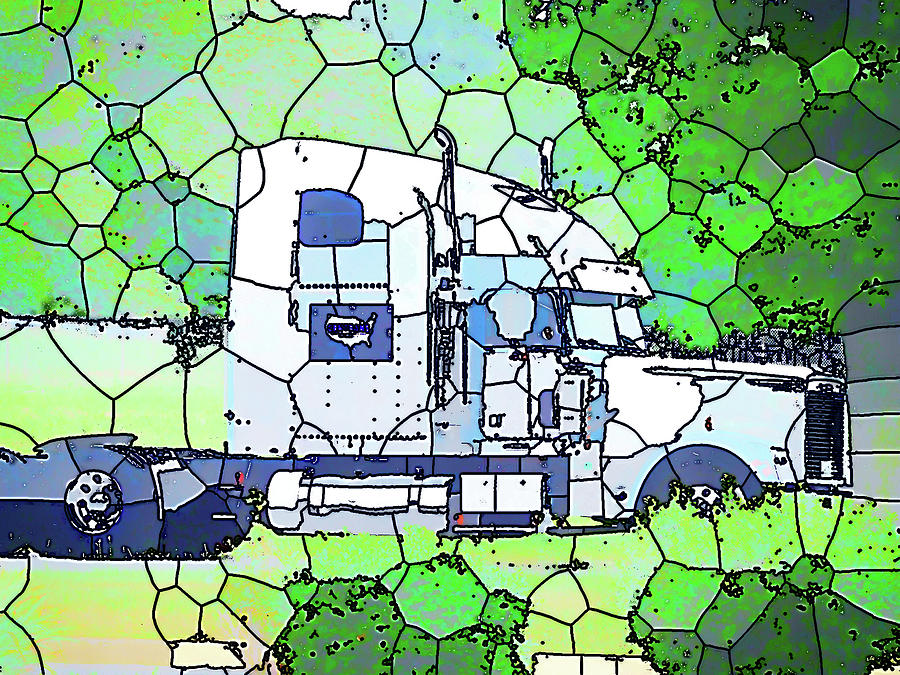 Truck is parking under the tree 2 Painting by Jeelan Clark