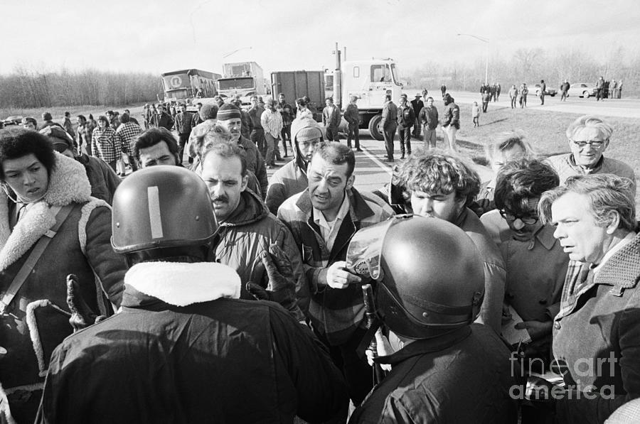 Truckers Confront Riot-equipped Photograph by Bettmann
