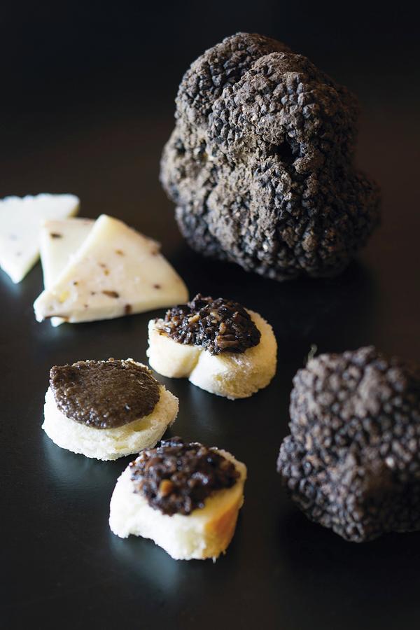 Truffles From The Buzet Region, Black Truffles With Bread And Cheese, Istrian, Croatia Photograph by Jalag / Markus Bassler