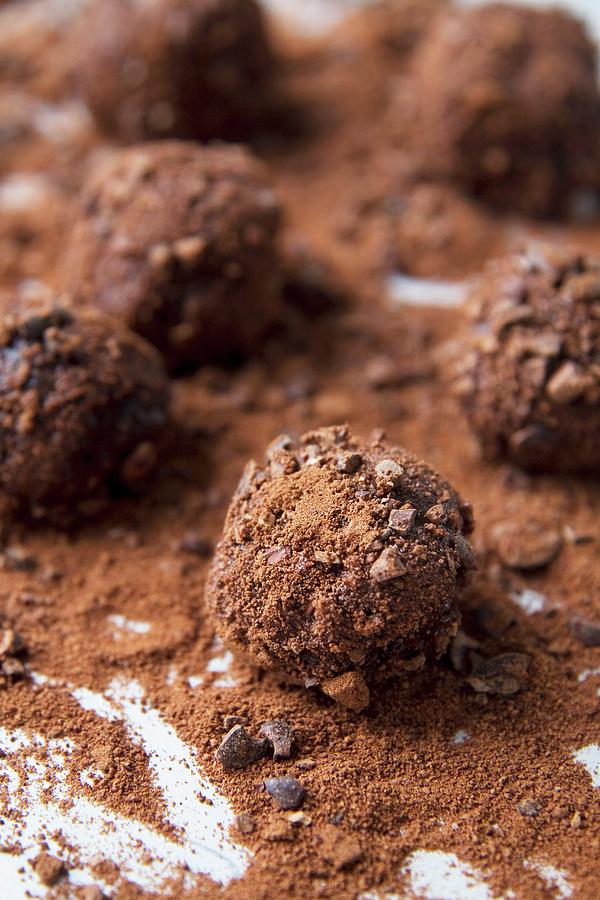 Truffles With Cocoa Nibs Photograph by Joy Skipper Foodstyling