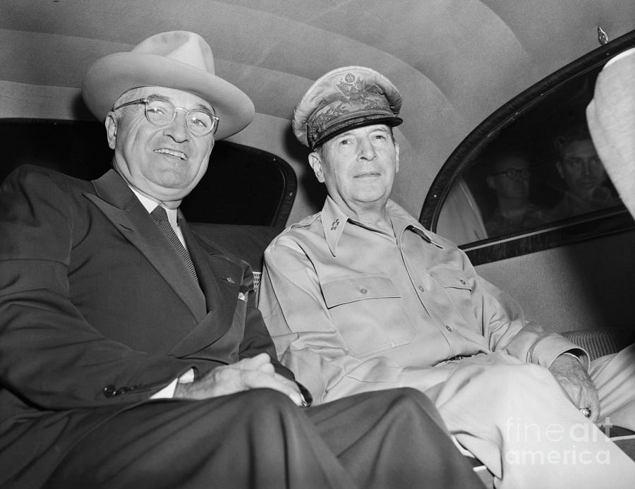 Truman, Macarthur In Car Photograph by Bettmann Truman, Macarthur In Car Photograph by Bettmann