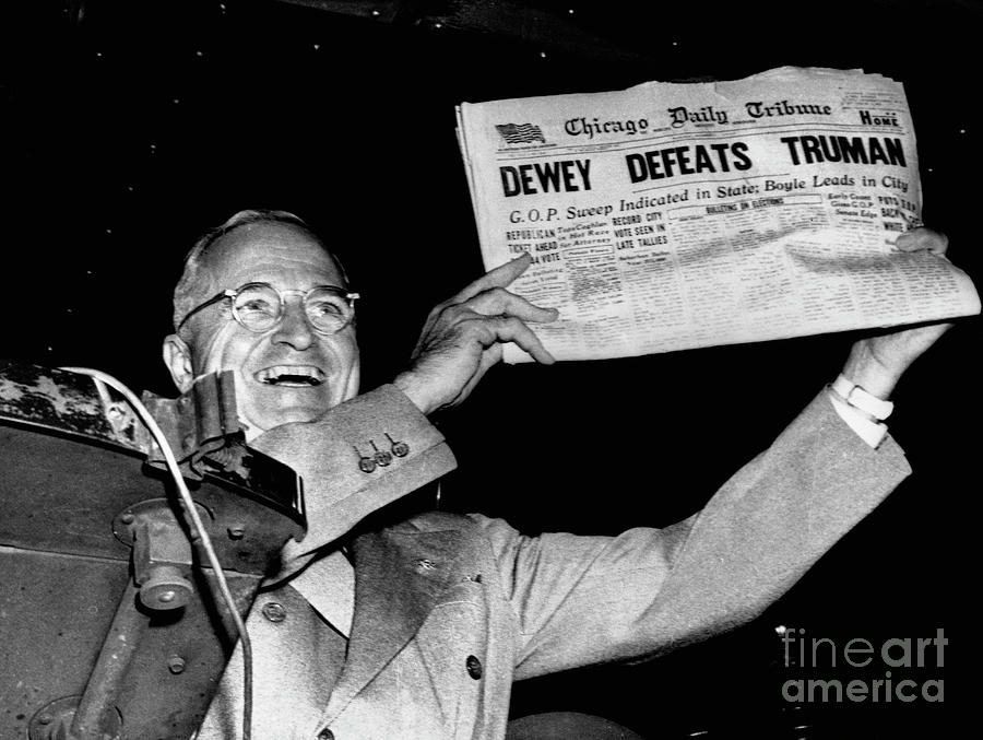 Truman Waving Dewey Defeats Truman Photograph by Bettmann
