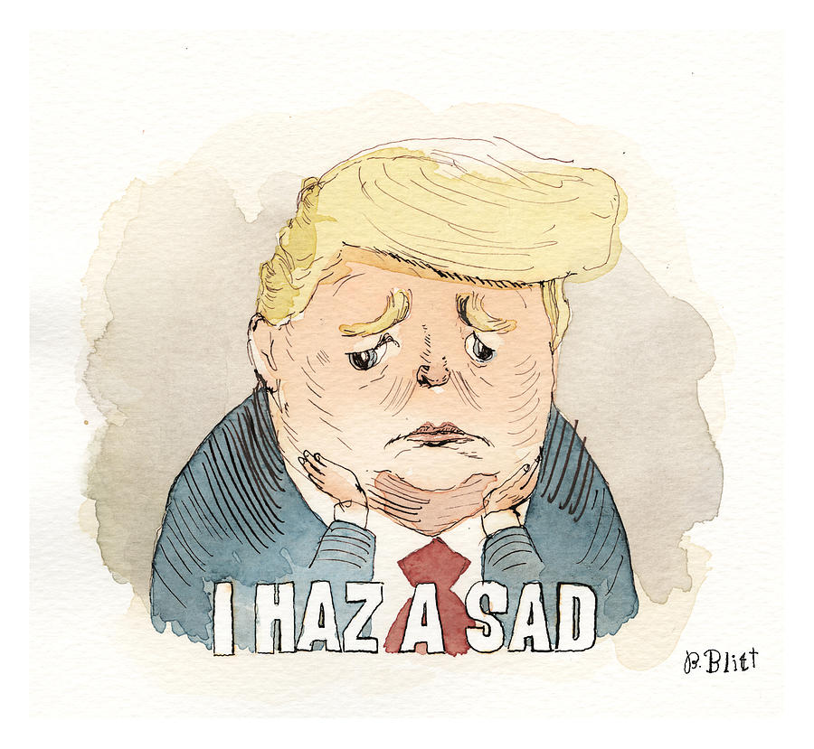 Trump Crying Cat Memes Painting by Barry Blitt