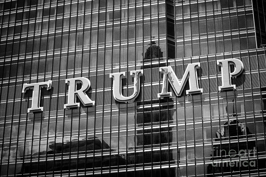 Chicago Photograph - Trump name in large letters on the side of the Trump international hotel and tower chicago IL USA by Joe Fox