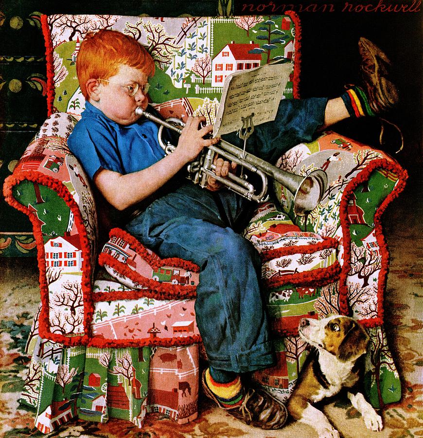 trumpeter Painting by Norman Rockwell
