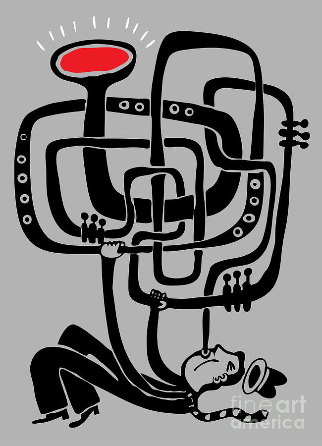 Play Digital Art - Trumpeter Play A Long Weird Trumpet by Complot Play Digital Art - Trumpeter Play A Long Weird Trumpet by Complot