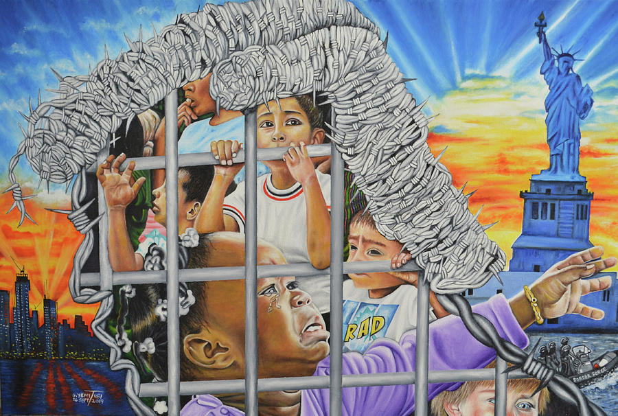 Trumps Cage Painting by O Yemi Tubi