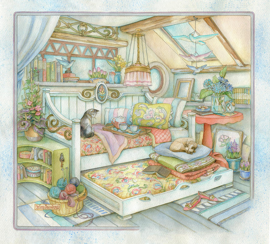 Flower Painting - Trundle Bed by Kim Jacobs
