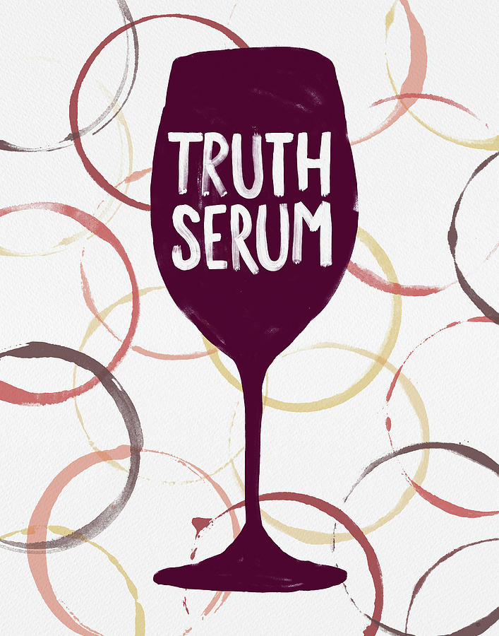 Truth Serum Wine Art Painting by Jen Montgomery