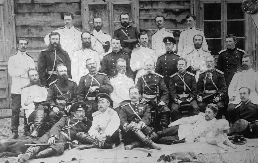Tsarist Russian Officers Painting by 