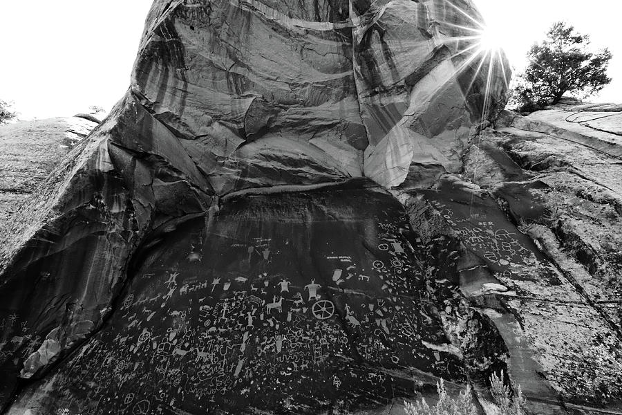 Tse Hone A Rock That Tells A Story -- Petroglyphs at Newspaper Rock State Historic Monument, Utah Photograph by Darin Volpe