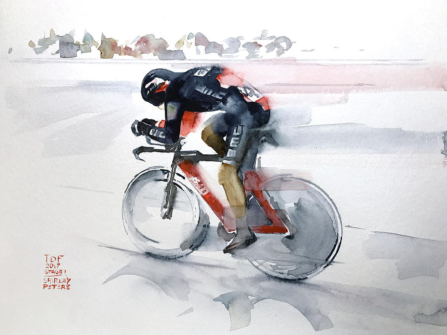 Time Trial in the Rain Painting by Shirley Peters