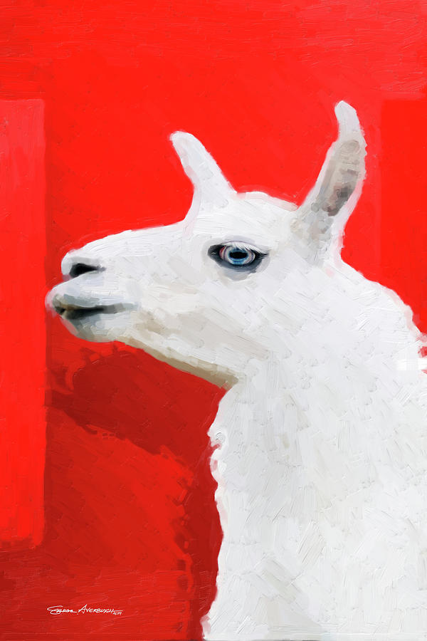 The Blue-Eyed Llama  Digital Art by Serge Averbukh