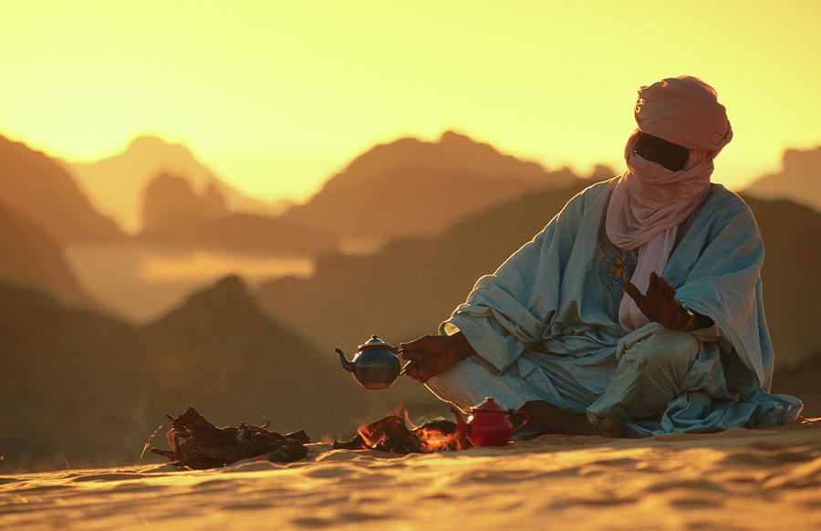 Tuareg Man Making Tea On Sand Dune Photograph by Frans Lemmens