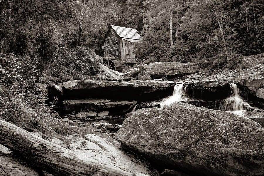 America Photograph - Tucked Away - Sepia Glade Creek Mill by Gregory Ballos