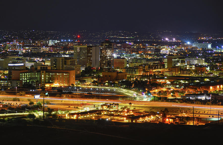 Tucson Photograph - Tucson, Arizona skyline at night by Chance Kafka