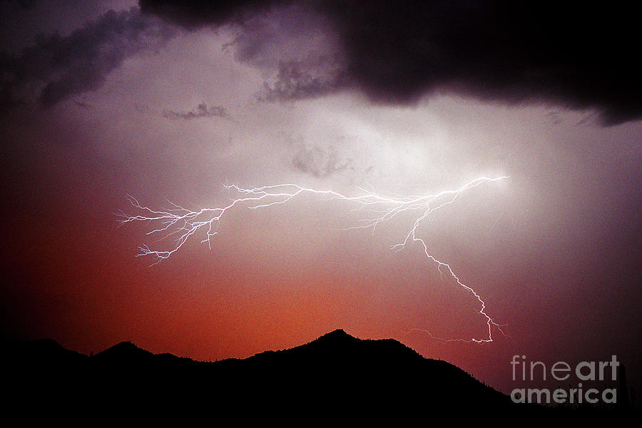 Tucson Mountain Lightning Photograph by Douglas Taylor