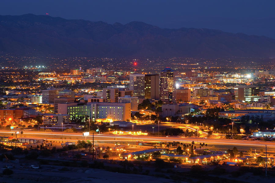 Tucson Skyline At Night Photograph by Davel5957